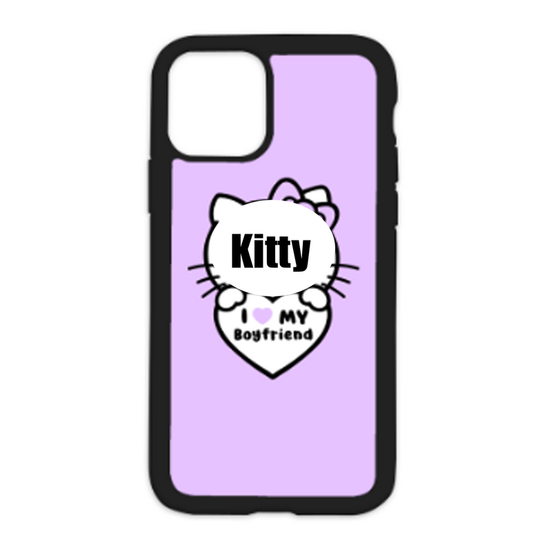 Kitty I Love My Boyfriend Color Heart White Background Design On Black Phone Case