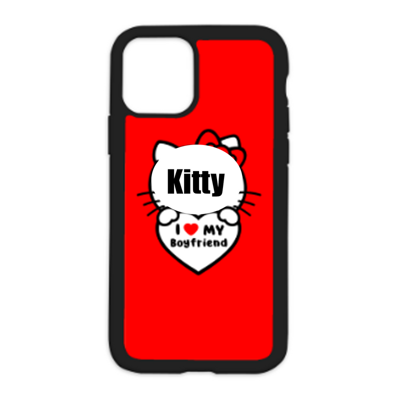 Kitty I Love My Boyfriend Color Heart White Background Design On Black Phone Case