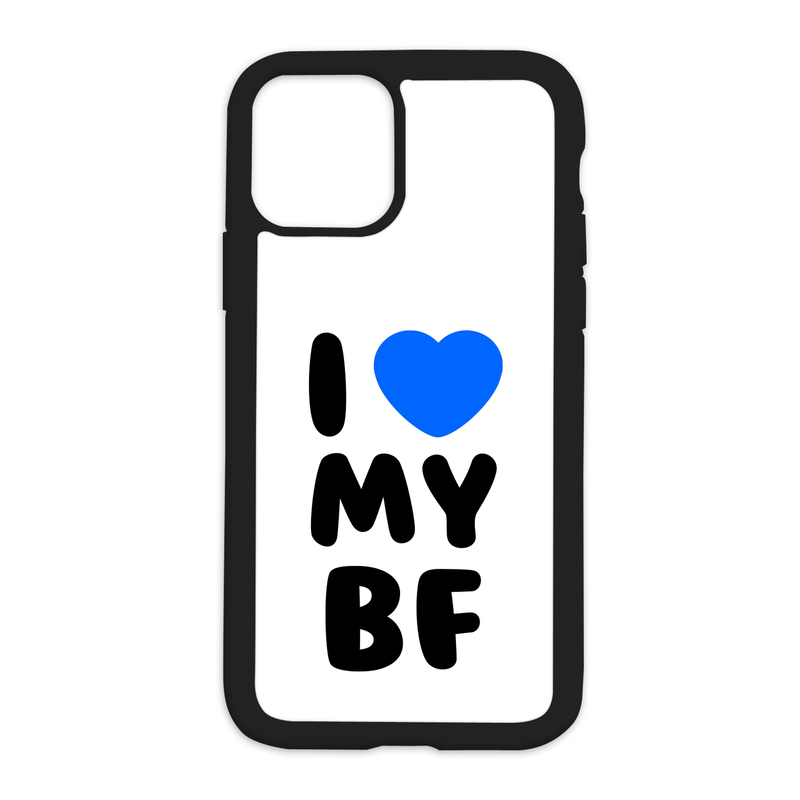 White I Love My Bf Design On Black Phone Case