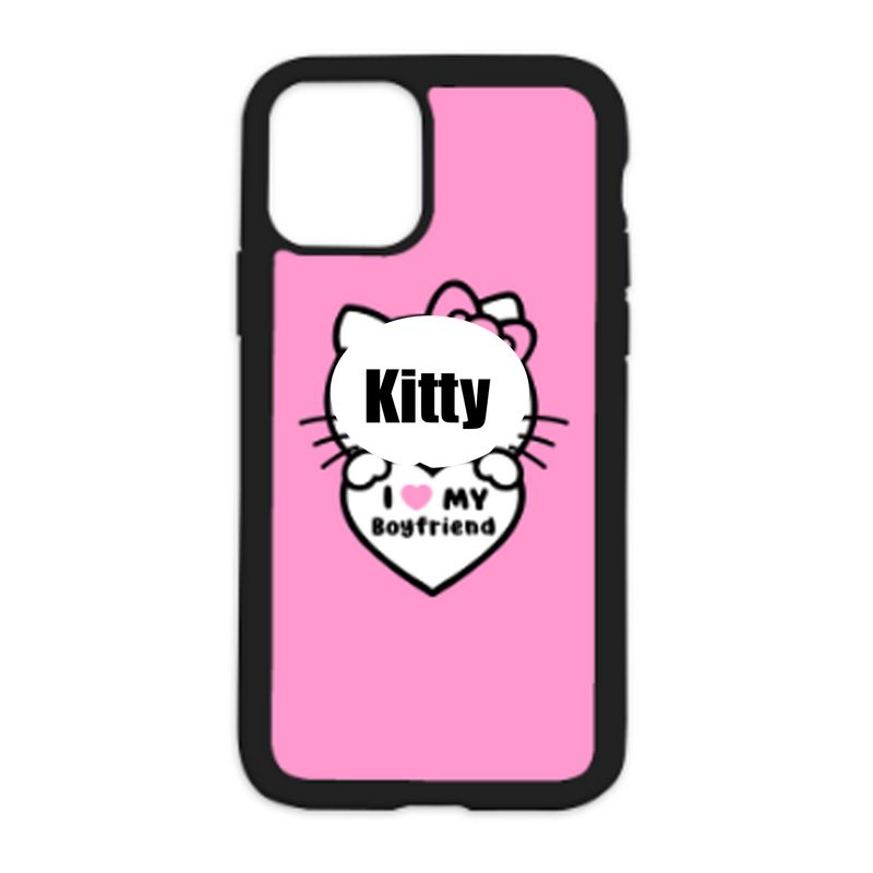 Kitty I Love My Boyfriend White Heart  Color Background Design On Black Phone Casee