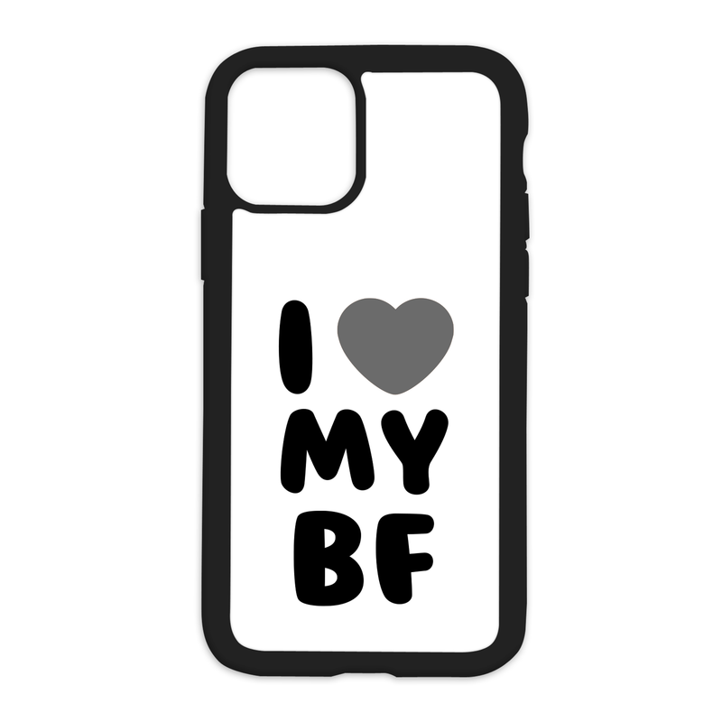 White I Love My Bf Design On Black Phone Case