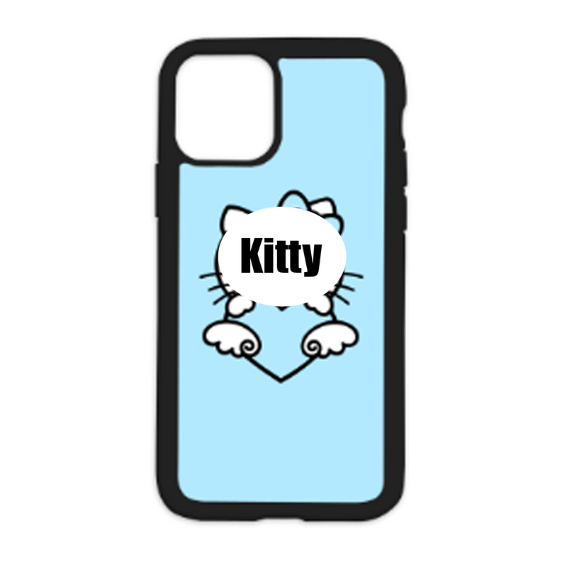 Kitty Holding Heart Design On Black Phone Case