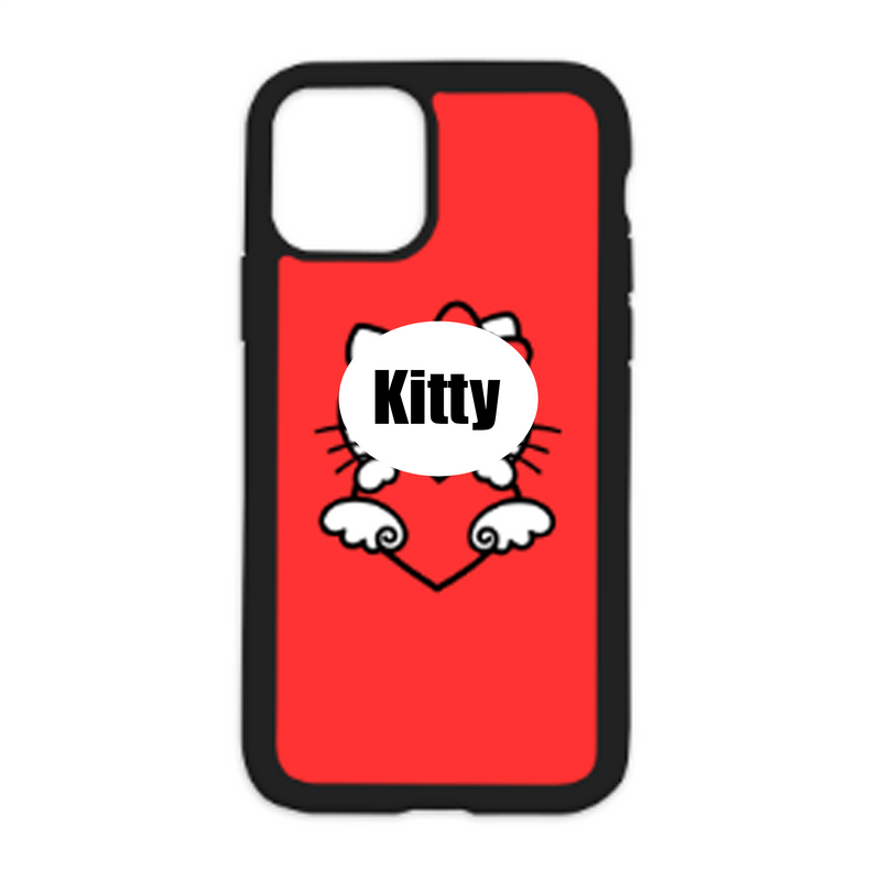 Kitty Holding Heart Design On Black Phone Case