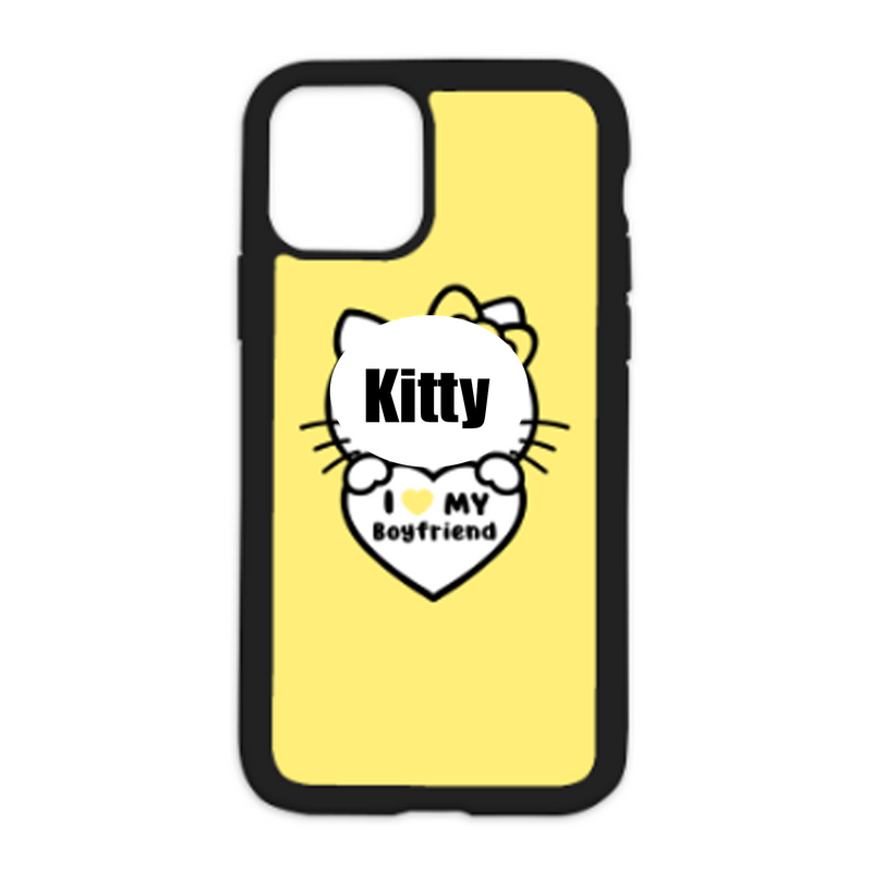 Kitty I Love My Boyfriend Color Heart White Background Design On Black Phone Case