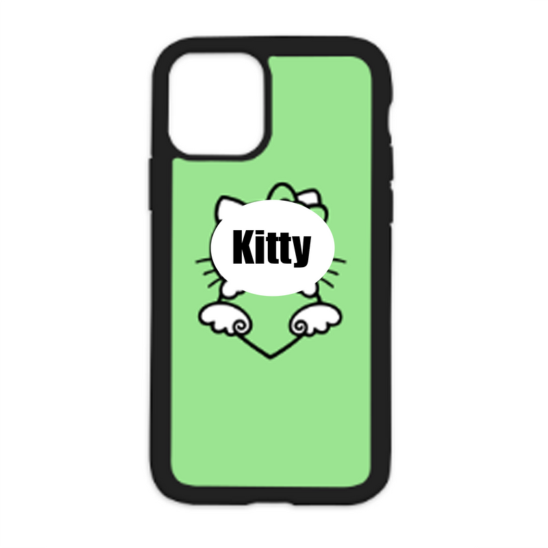 Kitty Holding Heart Design On Black Phone Case