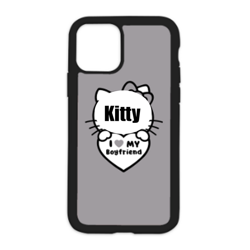 Kitty I Love My Boyfriend Color Heart White Background Design On Black Phone Case