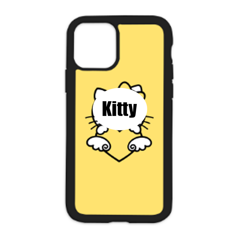 Kitty Holding Heart Design On Black Phone Case