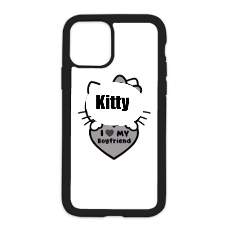 Kitty I Love My Boyfriend Color Heart White Background Design On Black Phone Case