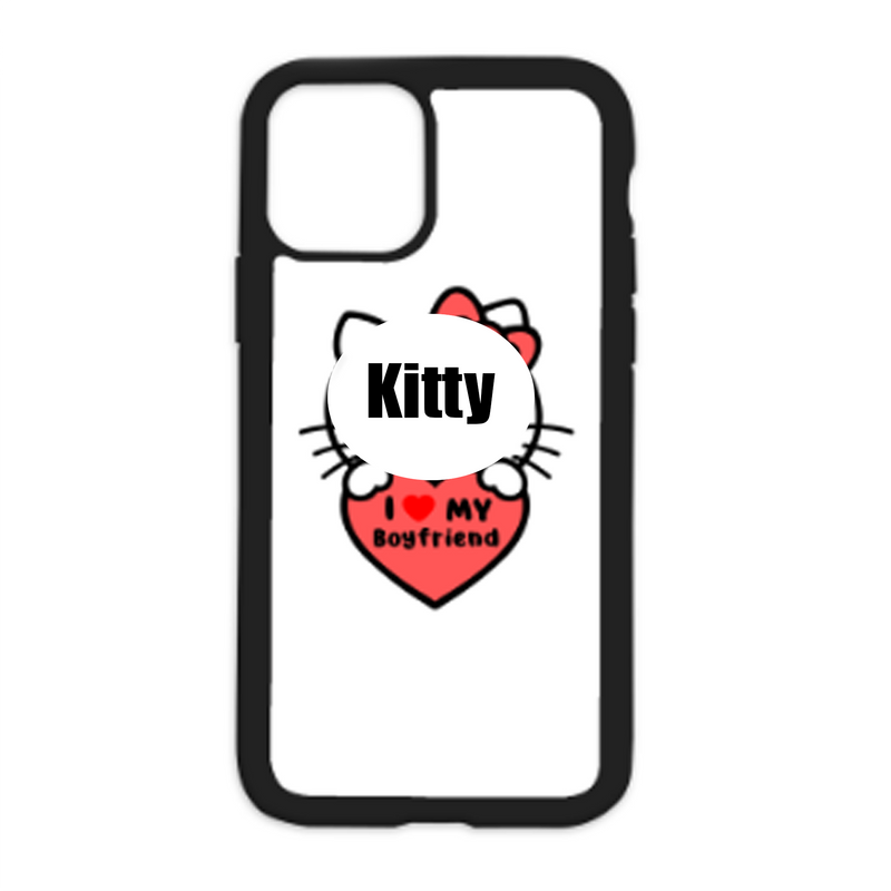 Kitty I Love My Boyfriend Color Heart White Background Design On Black Phone Case