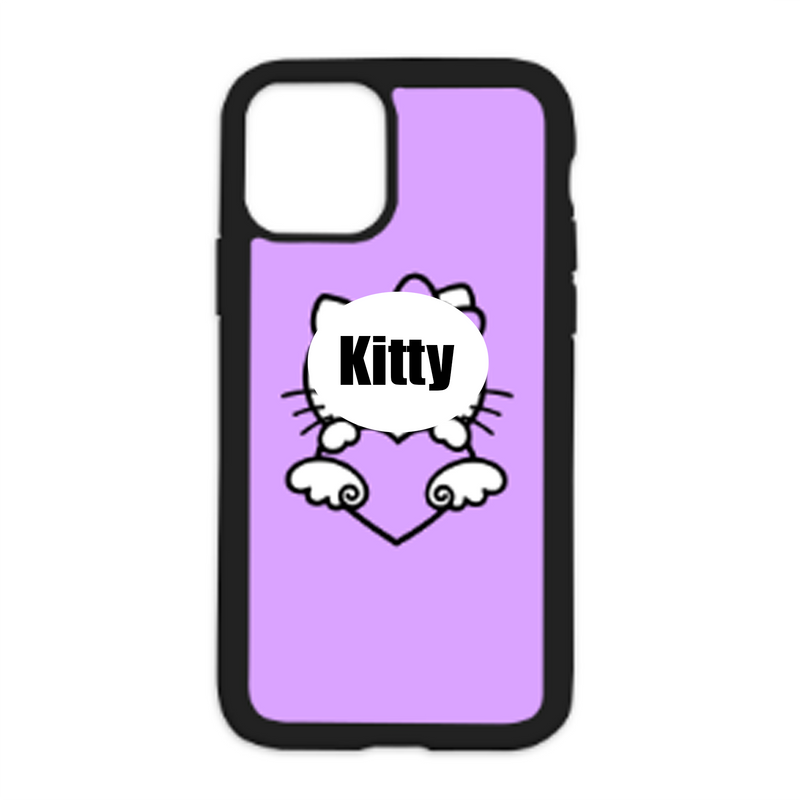 Kitty Holding Heart Design On Black Phone Case