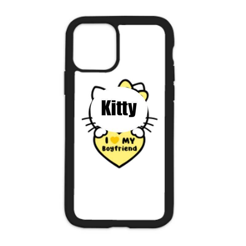 Kitty I Love My Boyfriend Color Heart White Background Design On Black Phone Case