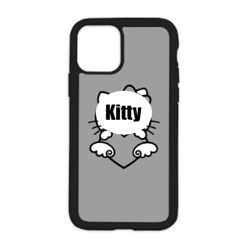 Kitty Holding Heart Design On Black Phone Case