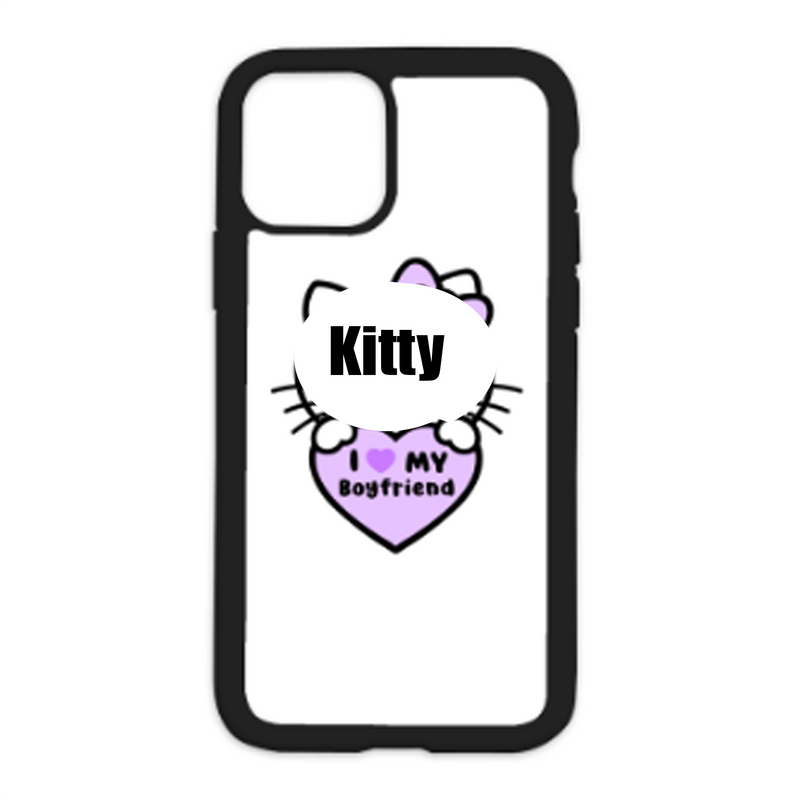 Kitty I Love My Boyfriend Color Heart White Background Design On Black Phone Case