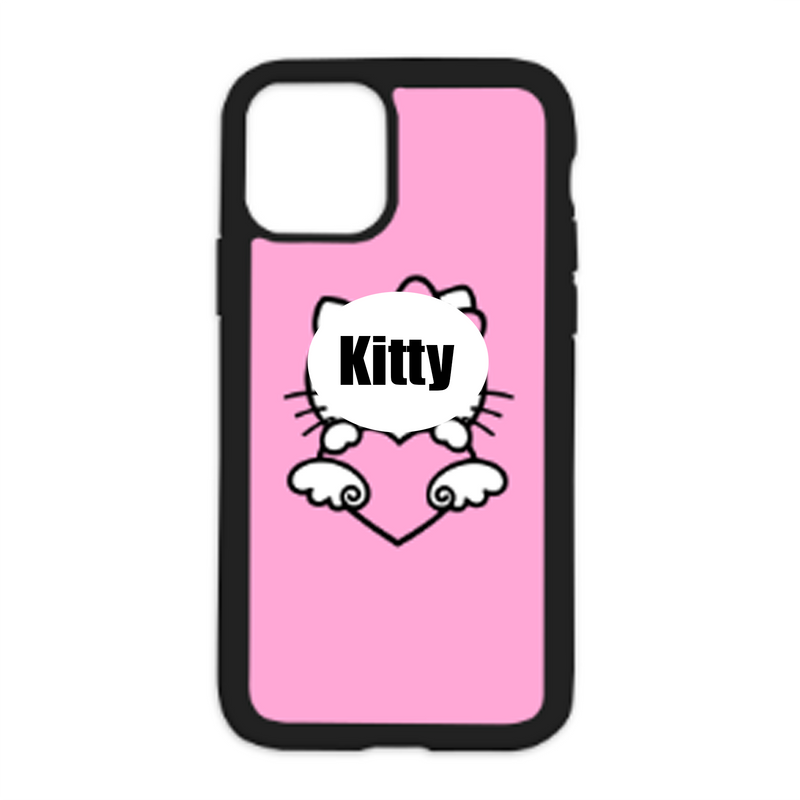 Kitty Holding Heart Design On Black Phone Case