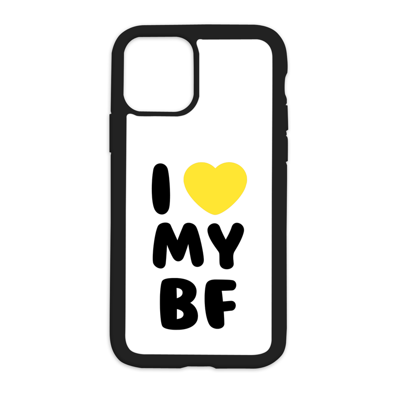 White I Love My Bf Design On Black Phone Case