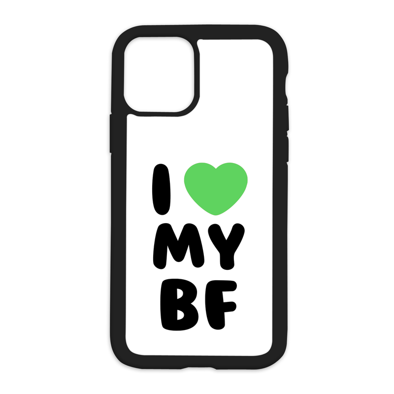 White I Love My Bf Design On Black Phone Case