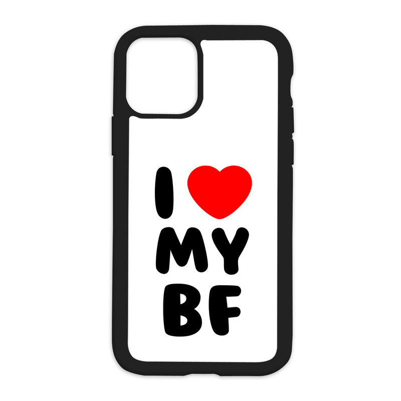 White I Love My Bf Design On Black Phone Case