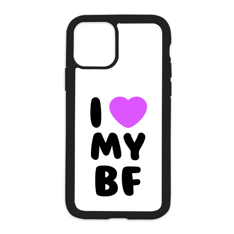 White I Love My Bf Design On Black Phone Case