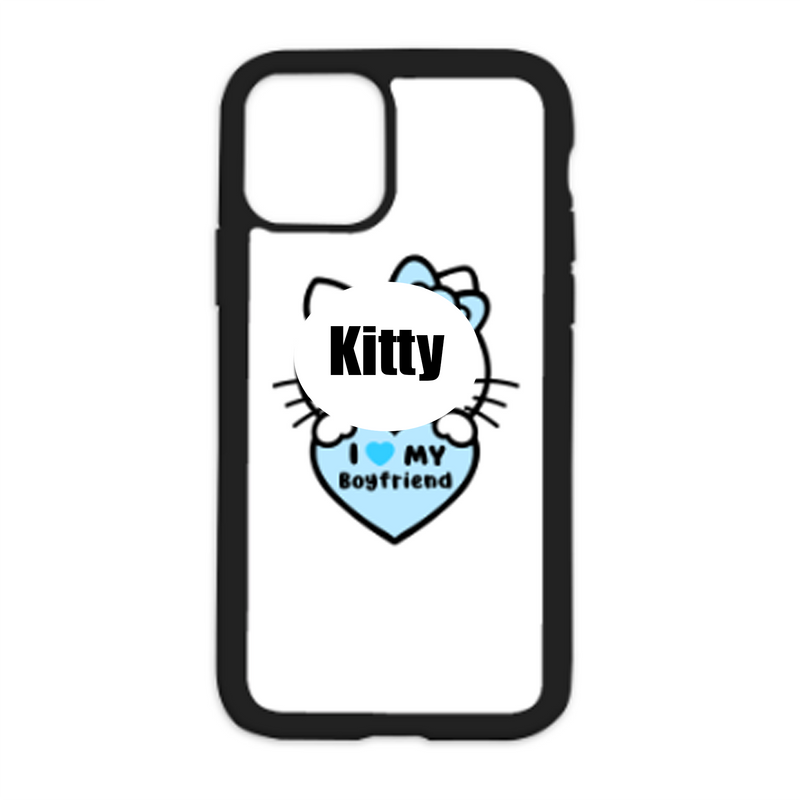 Kitty I Love My Boyfriend Color Heart White Background Design On Black Phone Case