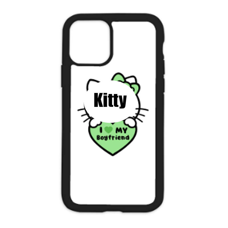 Kitty I Love My Boyfriend Color Heart White Background Design On Black Phone Case