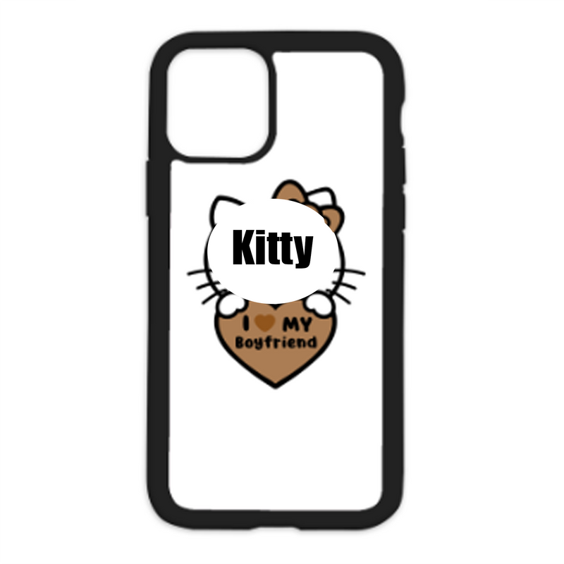 Kitty I Love My Boyfriend Color Heart White Background Design On Black Phone Case