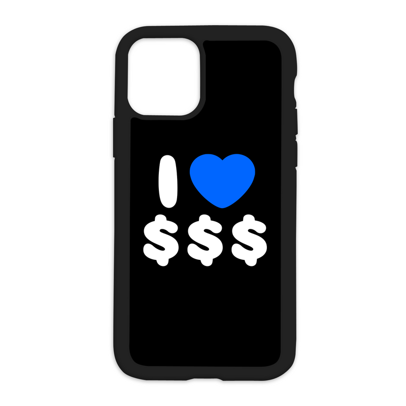 Black I Love $$$ Design On Black Phone Case