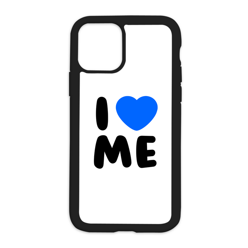 White I Love Me Design On Black Phone Case