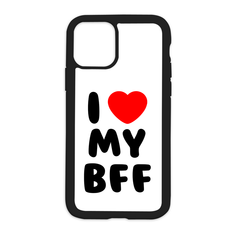 White I Love My Bff Design On Black Phone Case