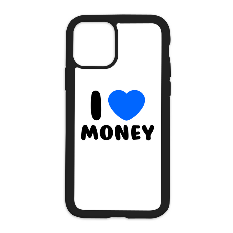 White I Love Money Design On Black Phone Case