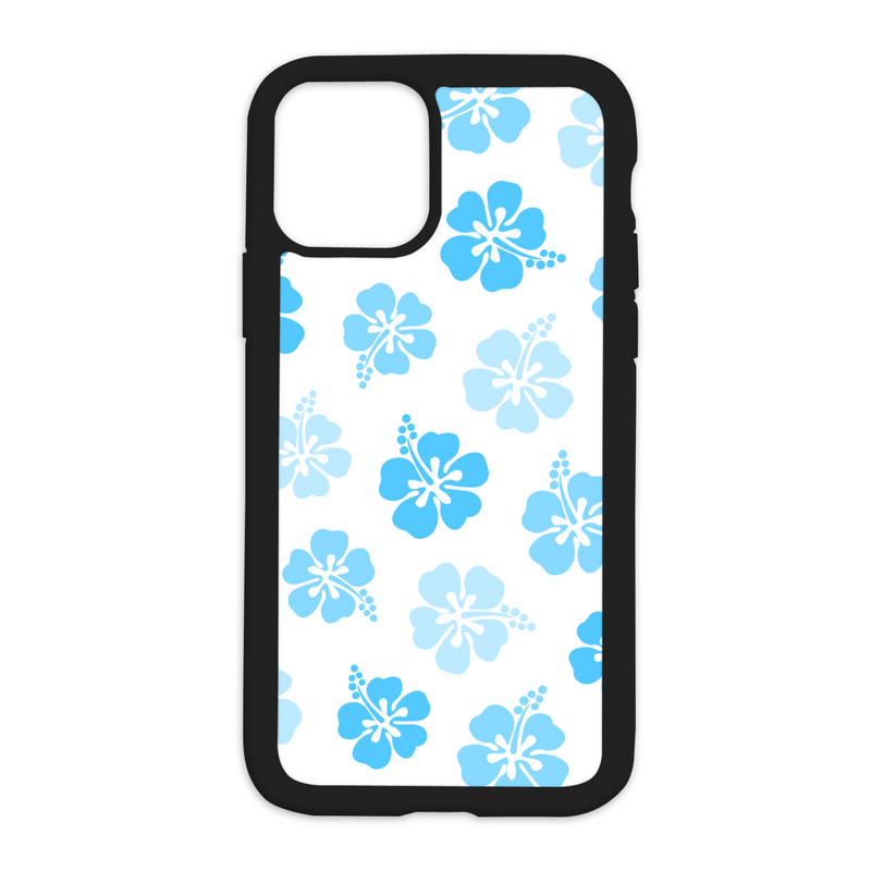 Color Hibiscus Pattern Design On Black Phone Case