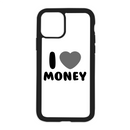 White I Love Money Design On Black Phone Case