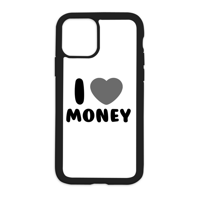 White I Love Money Design On Black Phone Case