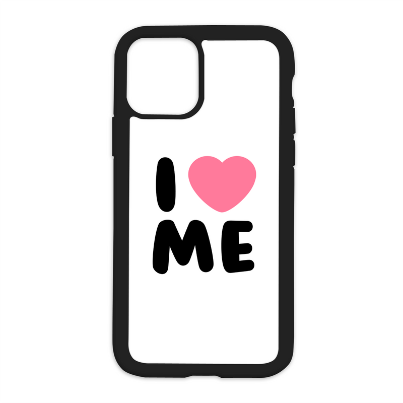 White I Love Me Design On Black Phone Case