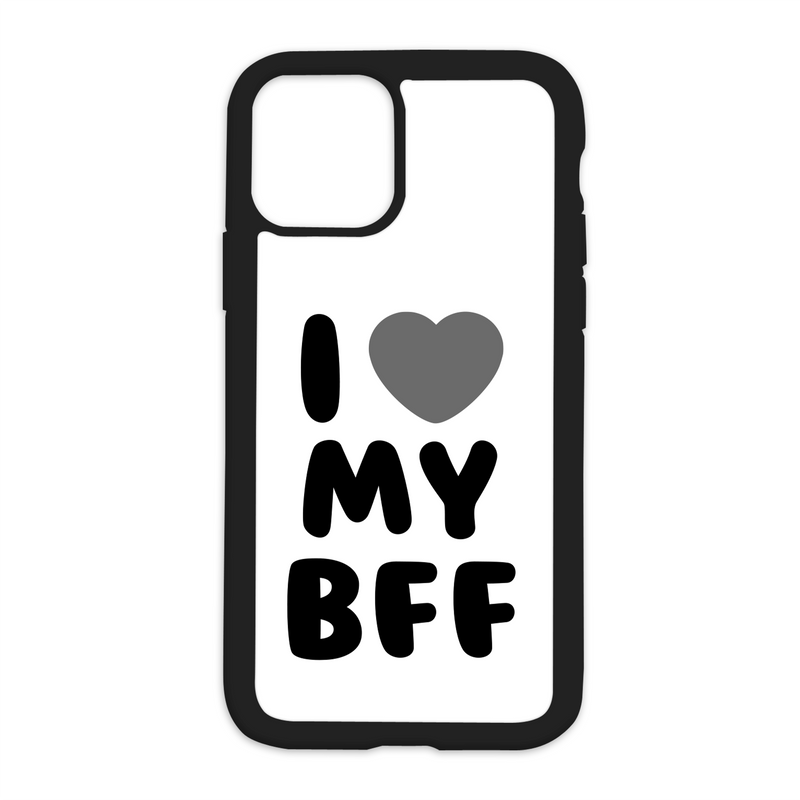 White I Love My Bff Design On Black Phone Case