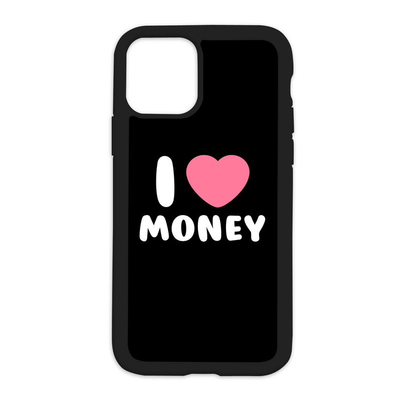 Black I Love Money Design On Black Phone Case