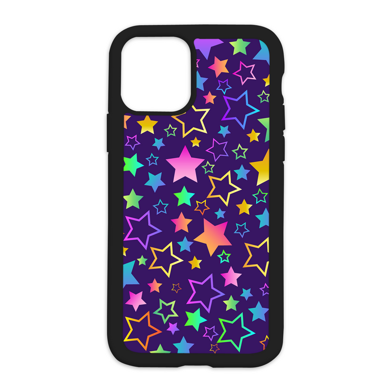 Colorful Stars Design On Black Phone Case