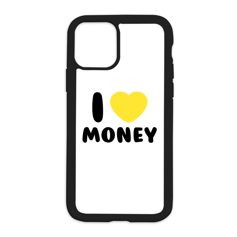 White I Love Money Design On Black Phone Case