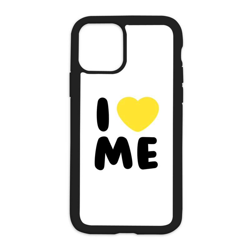 White I Love Me Design On Black Phone Case