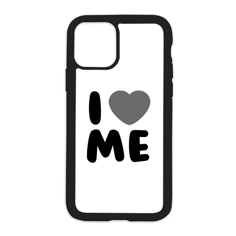 White I Love Me Design On Black Phone Case