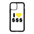 White I Love $$$ Design On Black Phone Case