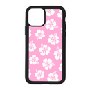 White Hibiscus Pattern Design On Black Phone Case