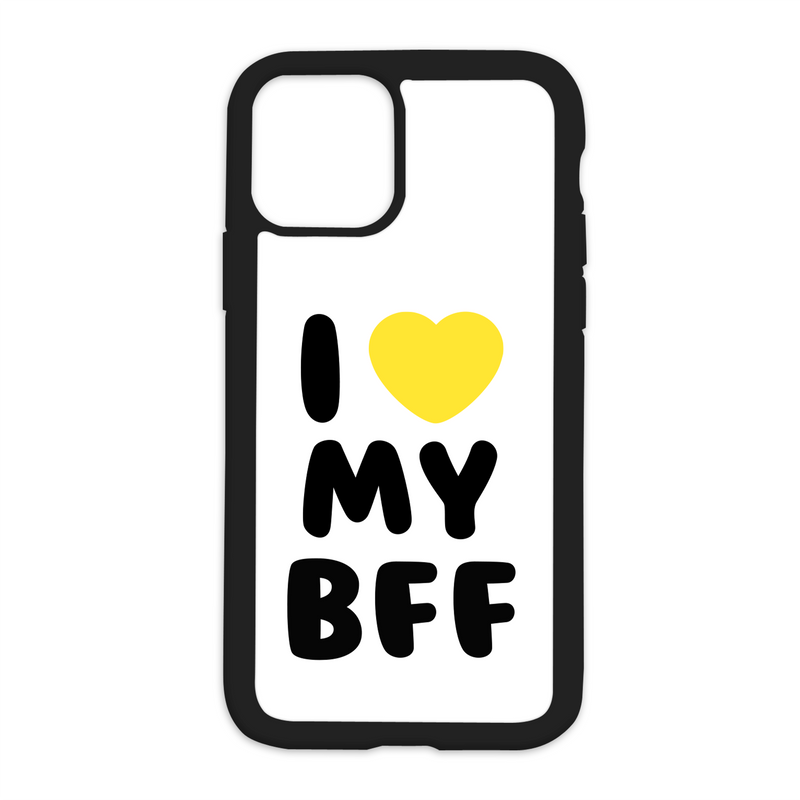 White I Love My Bff Design On Black Phone Case