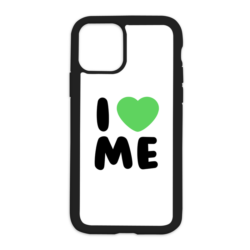 White I Love Me Design On Black Phone Case