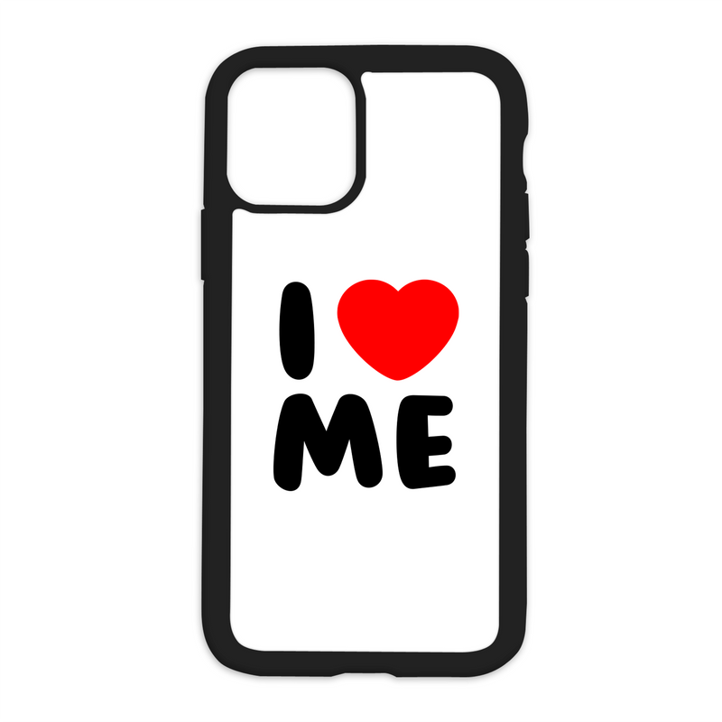 White I Love Me Design On Black Phone Case