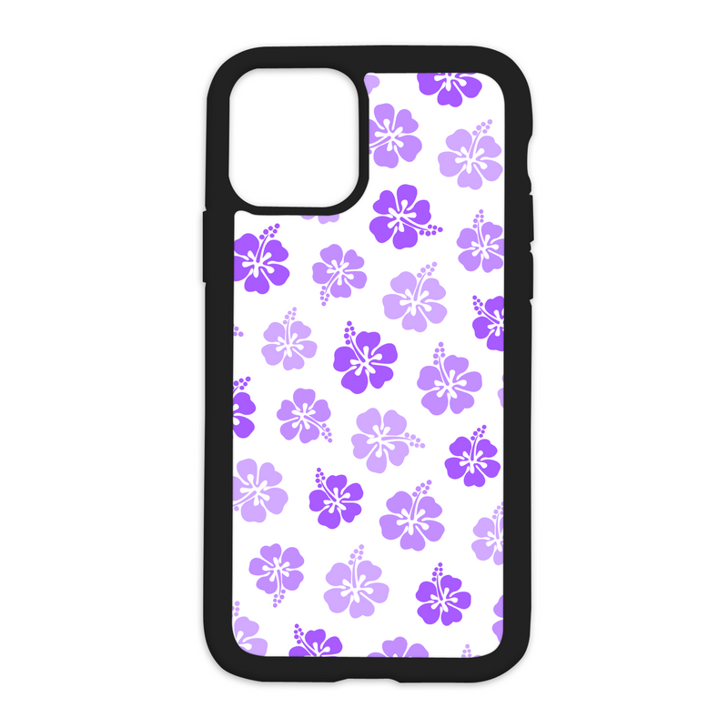 Color Hibiscus Pattern Design On Black Phone Case