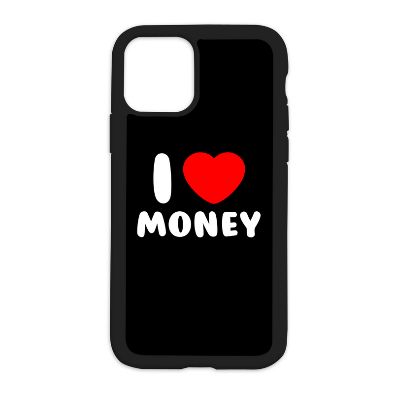 Black I Love Money Design On Black Phone Case