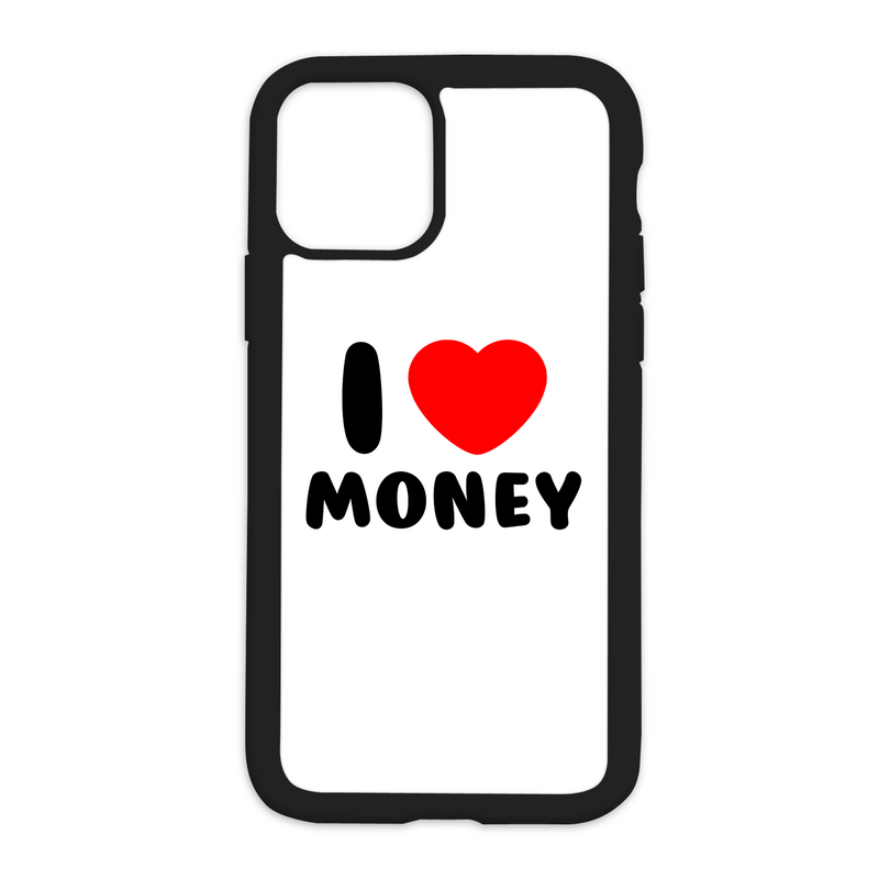 White I Love Money Design On Black Phone Case