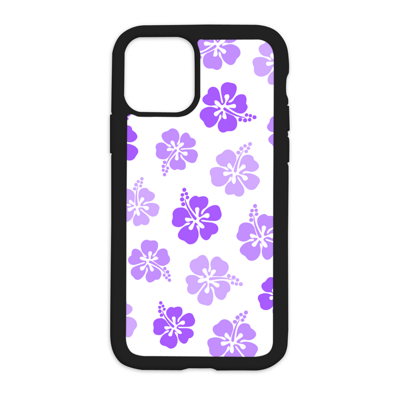 Color Hibiscus Pattern Design On Black Phone Case