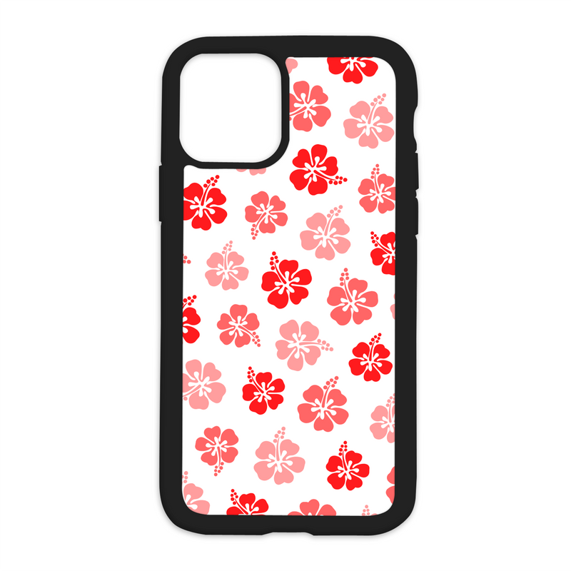 Color Hibiscus Pattern Design On Black Phone Case