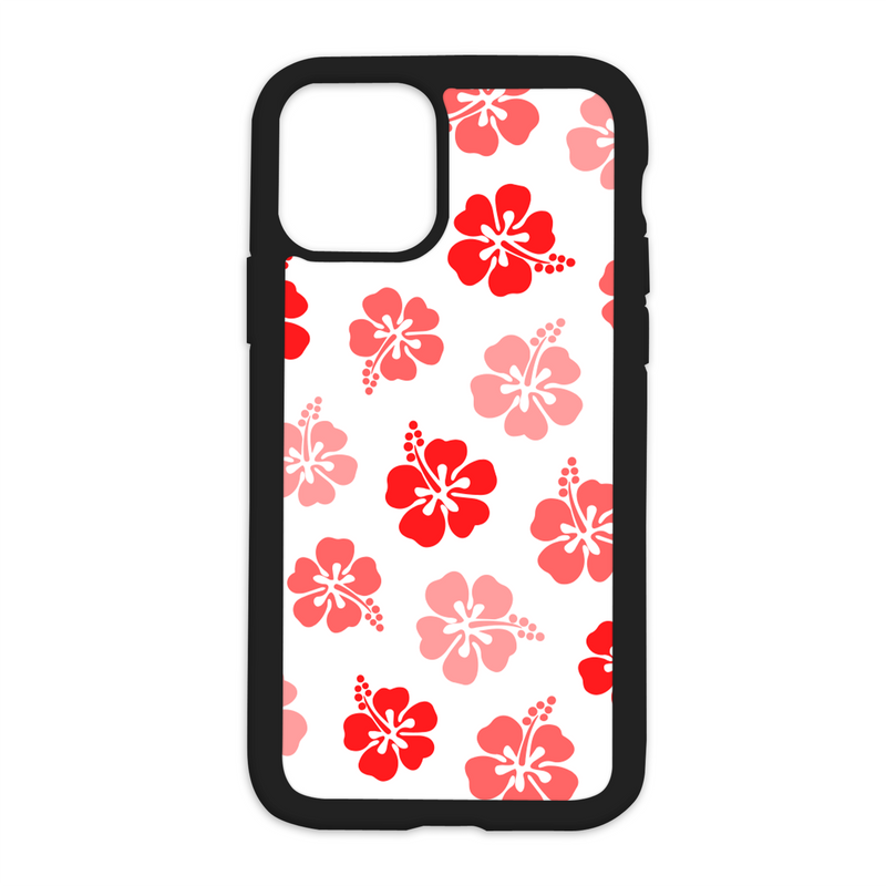 Color Hibiscus Pattern Design On Black Phone Case